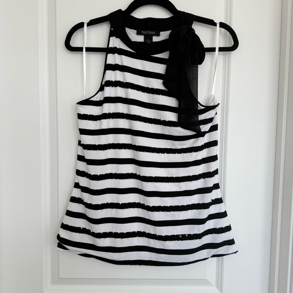 WHITE HOUSE BLACK MARKET | striped halter top with tie detail